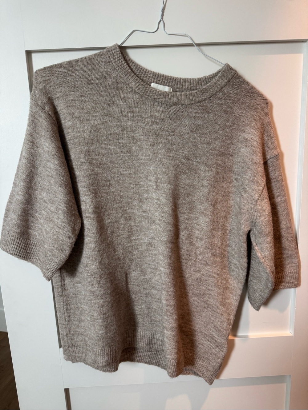 H&M Taupe Ribbed Crewneck Sweater